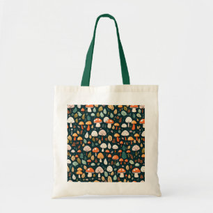 Cute mushrooms leaves cottage core design    tote bag