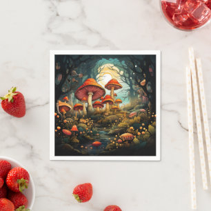 Cute mushrooms paper napkins
