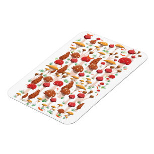 Cute Mushrooms Pattern Magnet