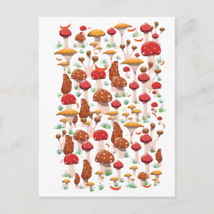 Cute Mushrooms Pattern Postcard