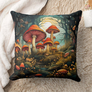 Cute mushrooms throw pillow