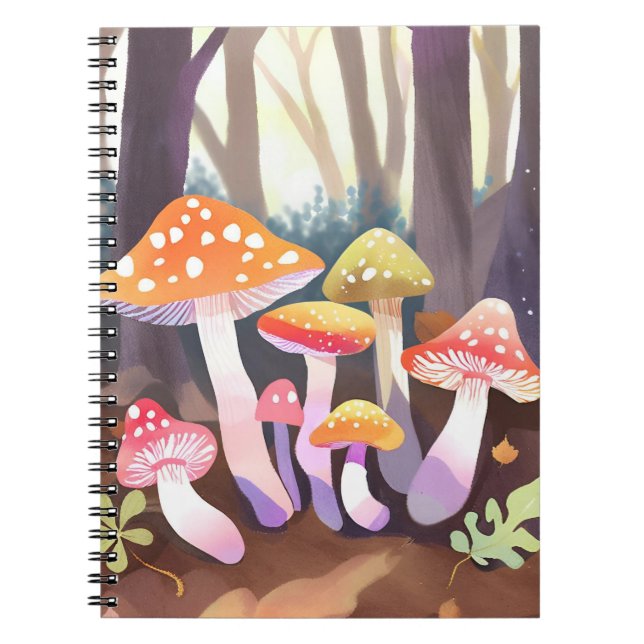 Cute Mushrooms | Watercolor Forest Notebook (Front)