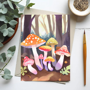Cute Mushrooms   Watercolor Forest Postcard