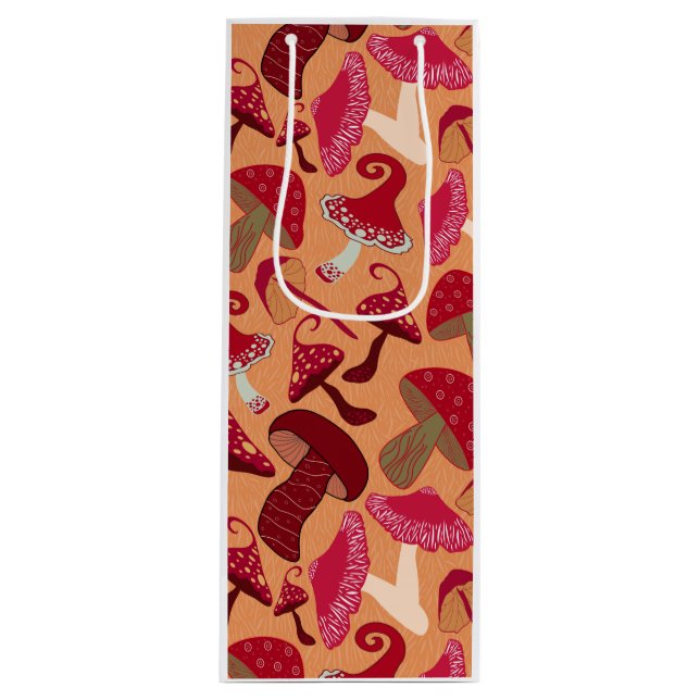 Cute Mushrooms Wine Gift Bag (Front)