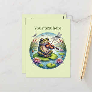 Cute music frog customisable postcard