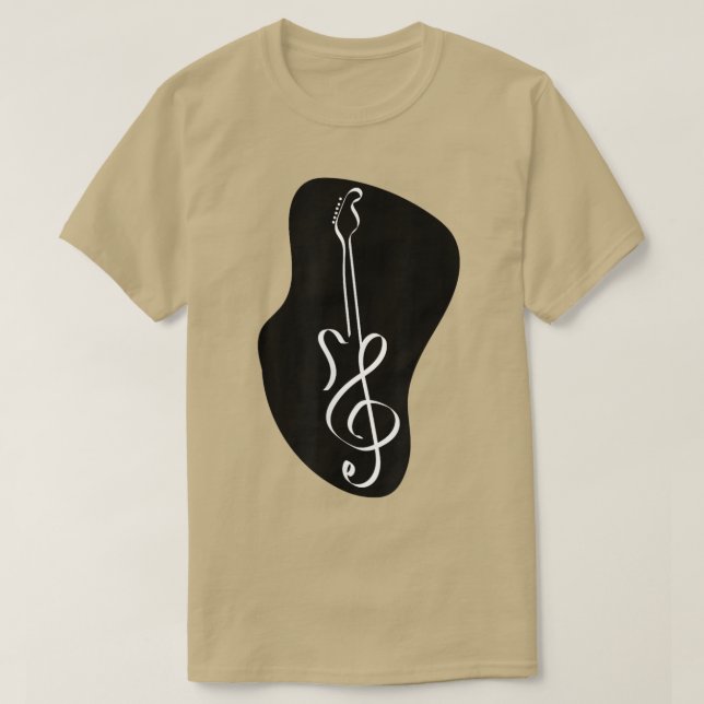 Cute Music Note Guitar ShapedBlack And White  T-Shirt (Design Front)