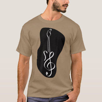 Cute Music Note Guitar ShapedBlack And White T-Shirt