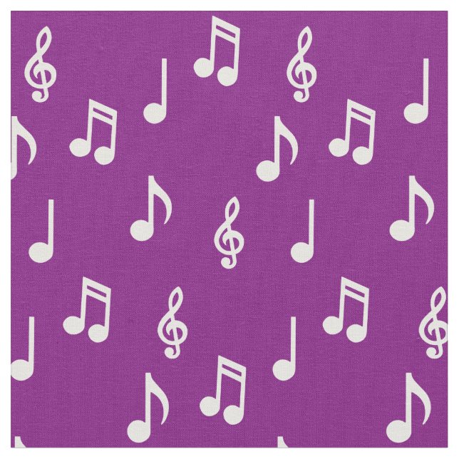 Cute Music Notes Musician Teacher Fabric (Close Up)