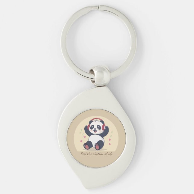 Cute Music Panda Key Ring (Front)