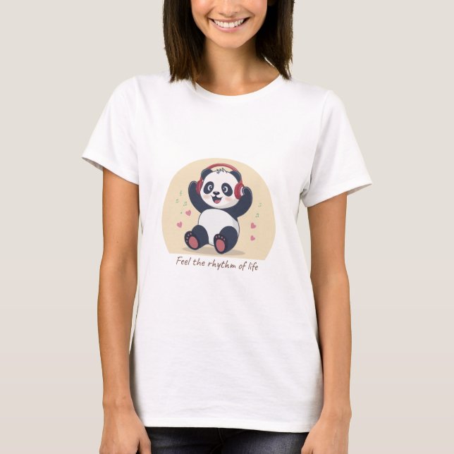 Cute Music Panda T-Shirt (Front)