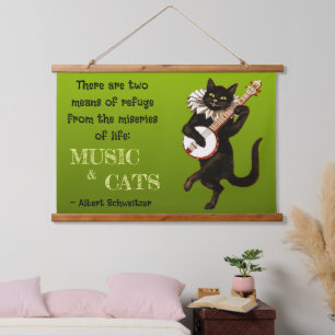 Cute Musical Cat Two Means of Refuge Schweitzer Hanging Tapestry