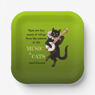 Cute Musical Cat Two Means of Refuge Schweitzer Paper Plate