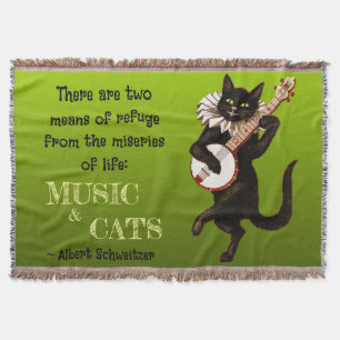 Cute Musical Cat Two Means of Refuge Schweitzer Throw Blanket