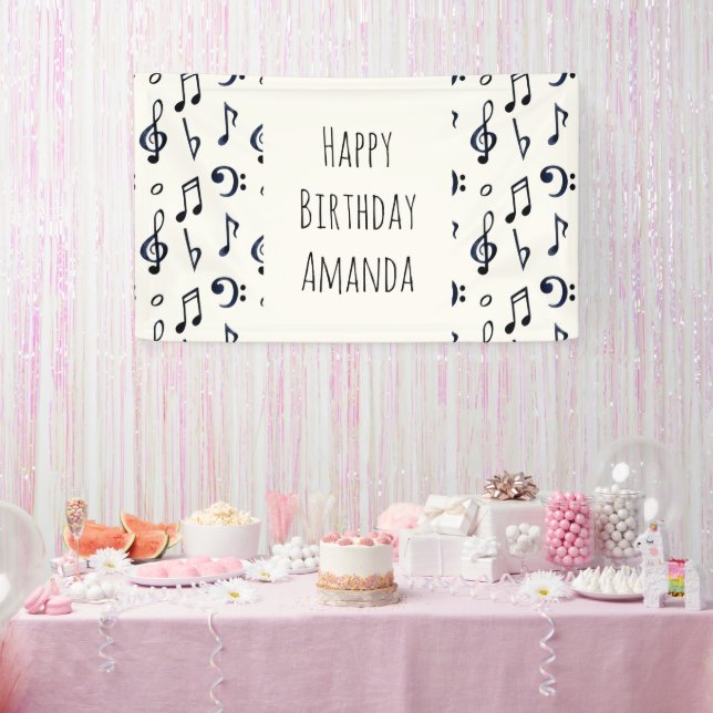 Cute Musical Notes Pattern Banner (Party)