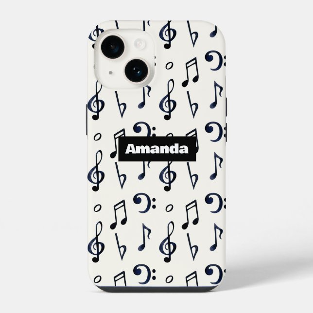 Cute Musical Notes Pattern iPhone Case (Back)