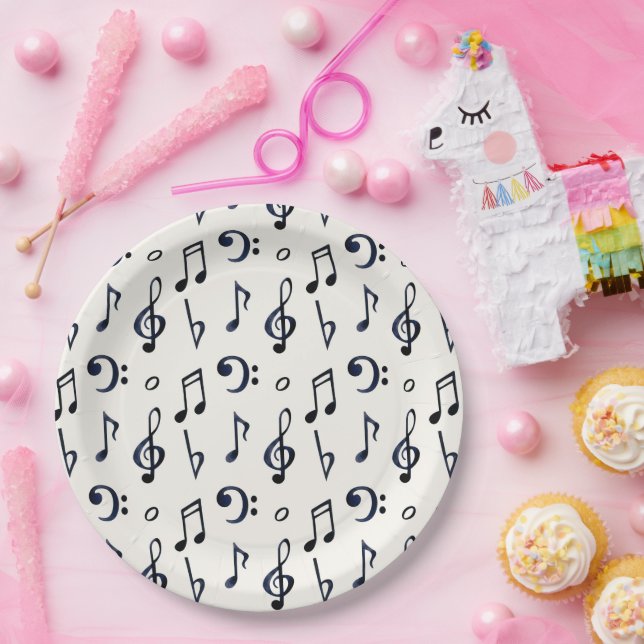 Cute Musical Notes Pattern Paper Plate (Party)