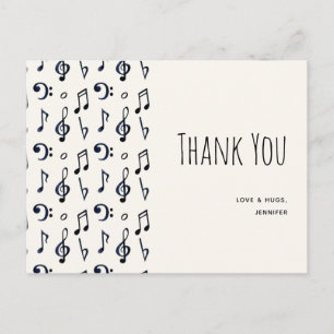 Cute Musical Notes Pattern Thank You Postcard