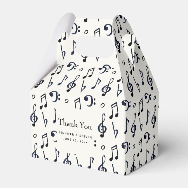 Cute Musical Notes Pattern Wedding Favour Box (Front Side)