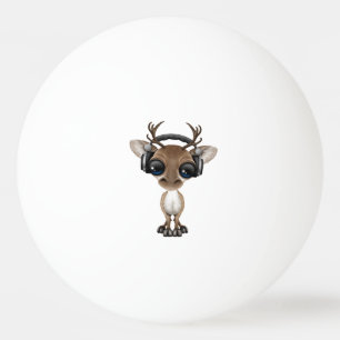 Cute Musical Reindeer Dj Wearing Headphones Ping Pong Ball