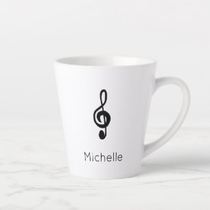 Cute Musical Treble Clef Personalised  Latte Mug