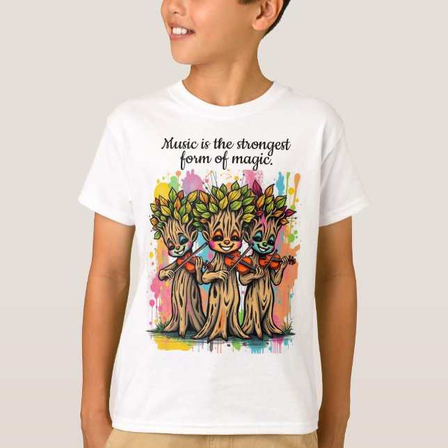 Cute Musical Tree Characters T-Shirt (Front)