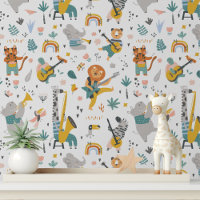 Cute Musical Wild Animals Modern Kids Pattern