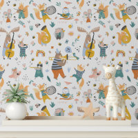 Cute Musical Woodland Animals Modern Kids Pattern
