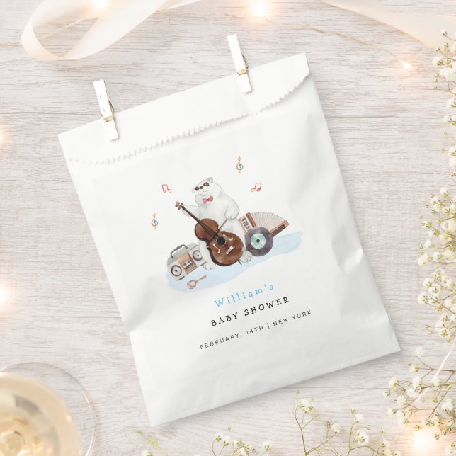 Cute Musician Polar Bear Baby Shower  Favour Bags (Clipped)
