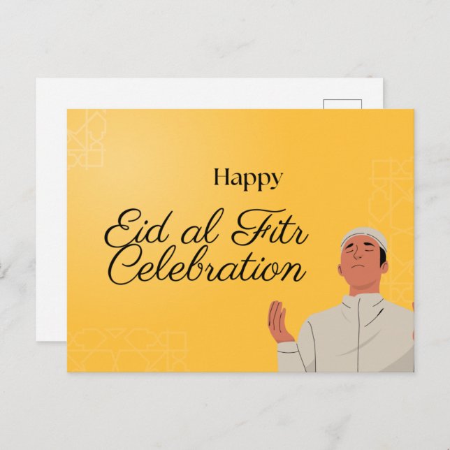 Cute Muslim Boy and Girl Eid Mubarak Postcard (Front/Back)