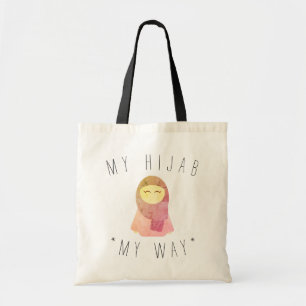cute muslim girl with hijab tote bag