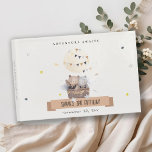 Cute Muted Teddy Hot Air Balloon Kids Birthday Guest Book<br><div class="desc">If you need any other matching product or customisation,  kindly message via Zazzle.</div>