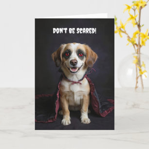 Cute Mutt Puppy Dog Vampire Happy Halloween  Card