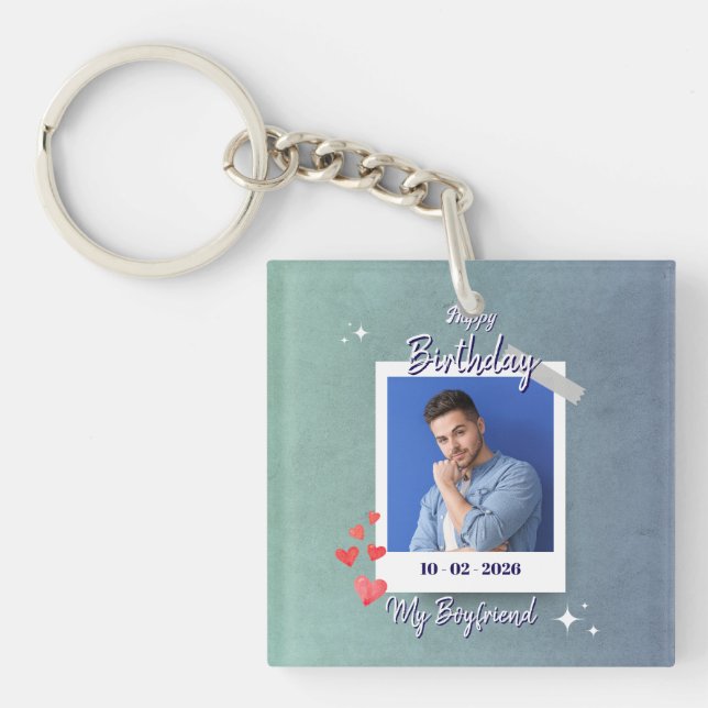 Cute My Boyfriend Birthday Gift Design Key Ring (Front)