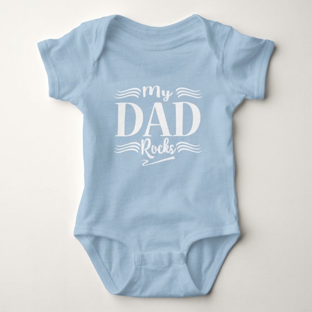 Cute my Dad rocks baby boy word art Bodysuit (Front)