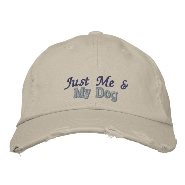 Cute My Dog Quote Pink Rustic Stone Embroidered Hat (Front)