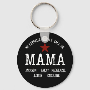 Cute My Favourite People Call Me Mama Personalised Key Ring