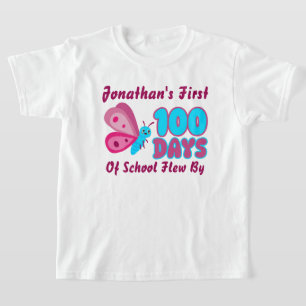 Cute My First !00 Days Of School Flew By Butterfly T-Shirt