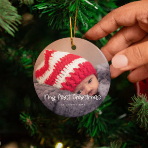 Cute My First Christmas baby photo Ceramic Tree Decoration