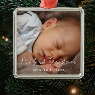 Cute My First Christmas baby photo Metal Tree Decoration
