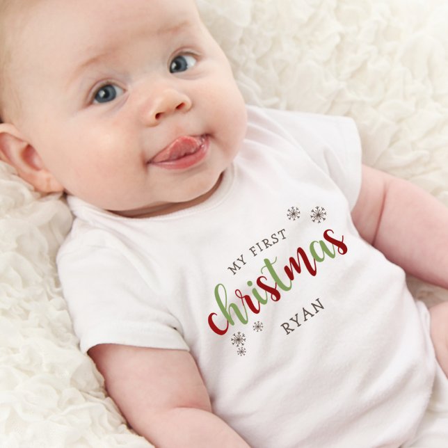 Cute My First Christmas Name Baby Bodysuit (Cute My First Christmas Name Baby Bodysuit)