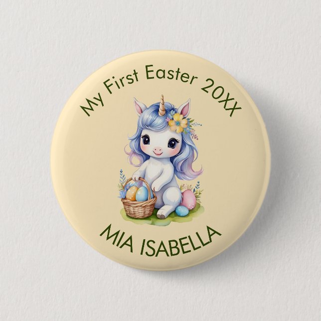 Cute My First Easter Unicorn Standard Button (Front)