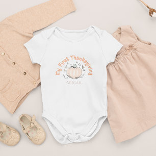 Cute My First Thanksgiving Little Pumpkin Baby Bodysuit
