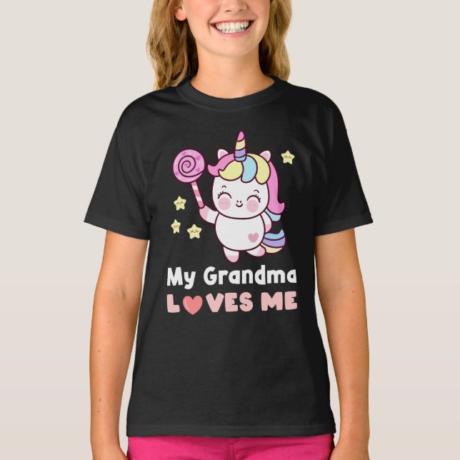 Cute My Grandma Loves Me Unicorn T-Shirt (Front)