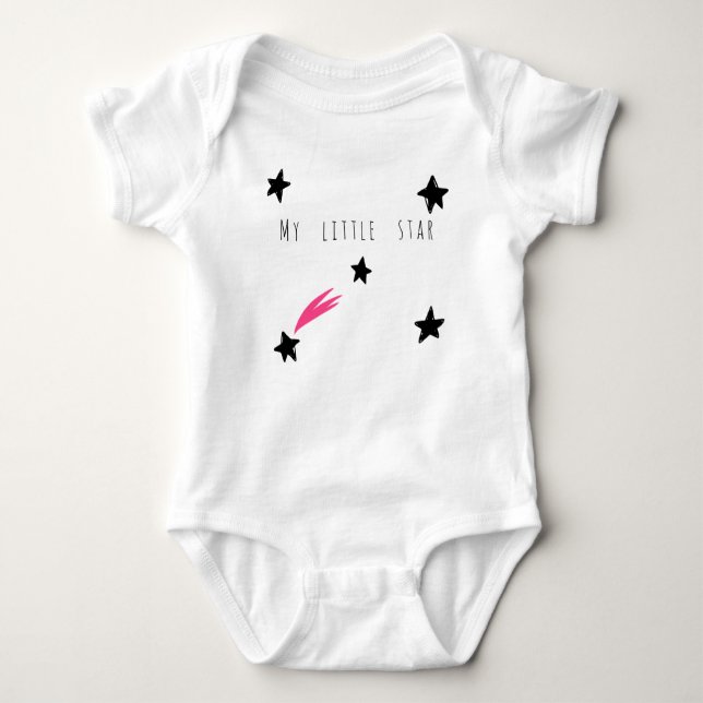 Cute My little Star Comet Space Drawing Girl Baby Bodysuit (Front)