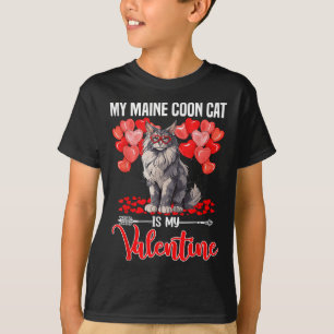 Cute My Maine Coon Cat Is My Valentine Valentines  T-Shirt