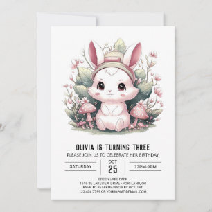 Cute Mystical Bunny Digital Birthday Invitation