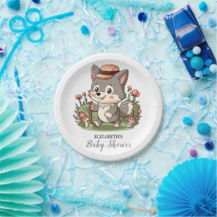 Cute Mystical Wolf Baby Shower Paper Plate