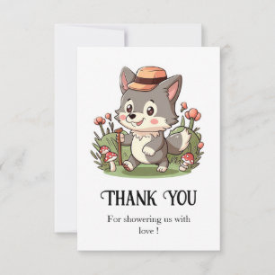 Cute Mystical Wolf Baby Shower Thank You Card