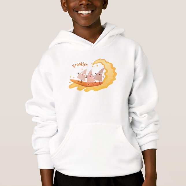 Cute nachos corn chips surfing cartoon  (Front)