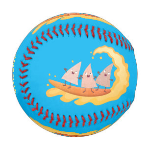 Cute nachos corn chips surfing cartoon baseball